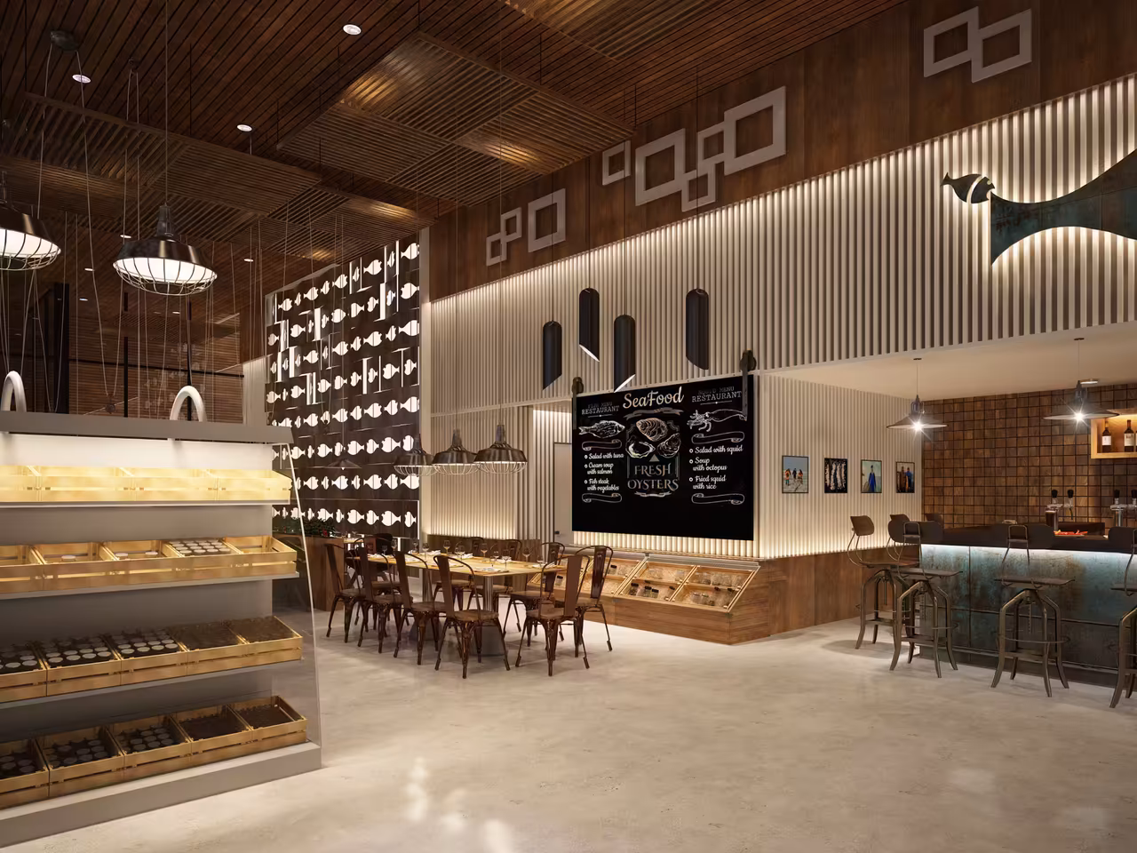 3D-Raumkonzept für ein Restaurant