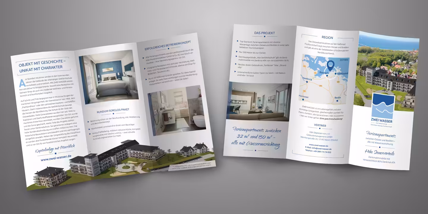 Flyer für das Immobilienprojekt Zwei Wasser