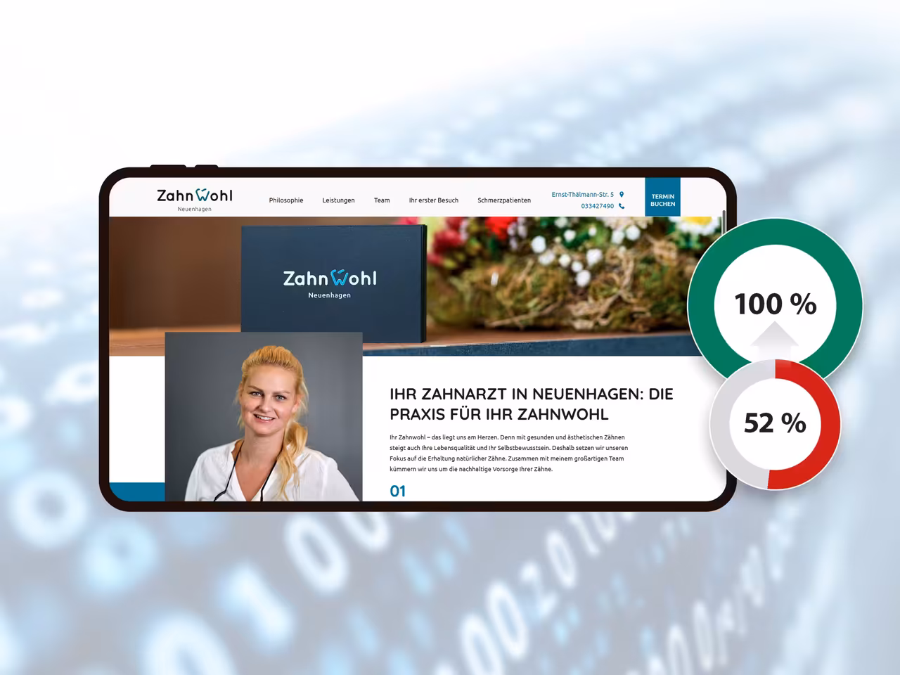 Die Barrierefreiheit der Webseiten der Zahnarztpraxis ZahnWohl Neuenhagen wurde auf 100 % gebracht.