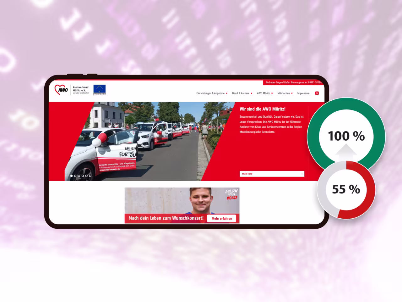 Die Barrierefreiheit der Webseiten der AWO Müritz wurde auf 100 % gebracht.