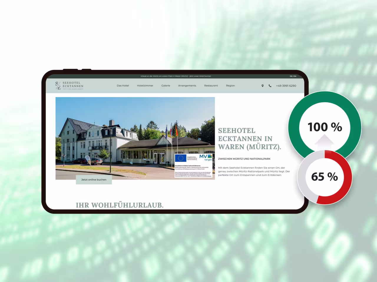 Die Barrierefreiheit der Webseiten des Seehotels Ecktannen wurde auf 100 % gebracht.