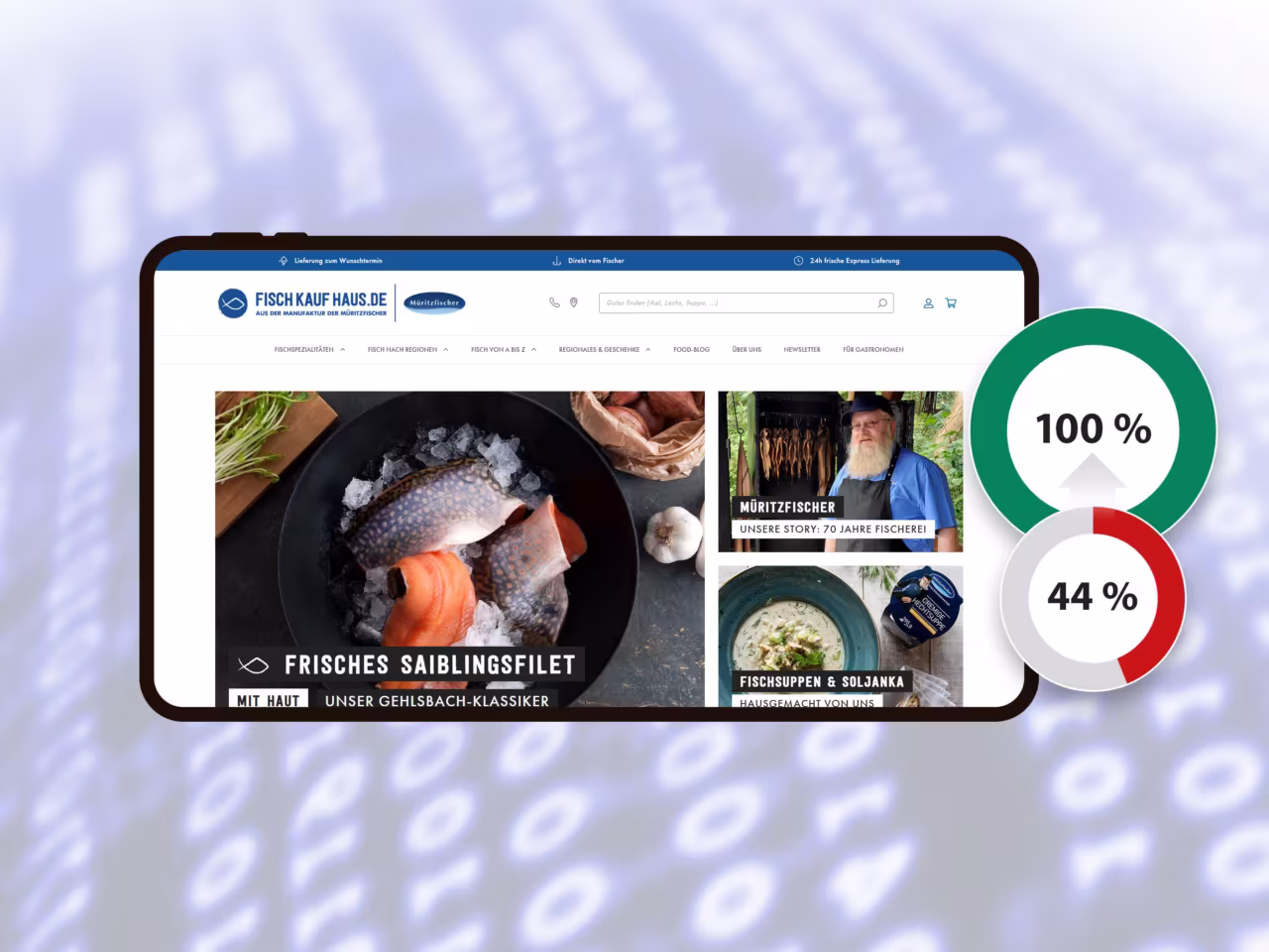 Die Barrierefreiheit des Online-Shops Fischkaufhaus wurde auf 100 % gebracht.