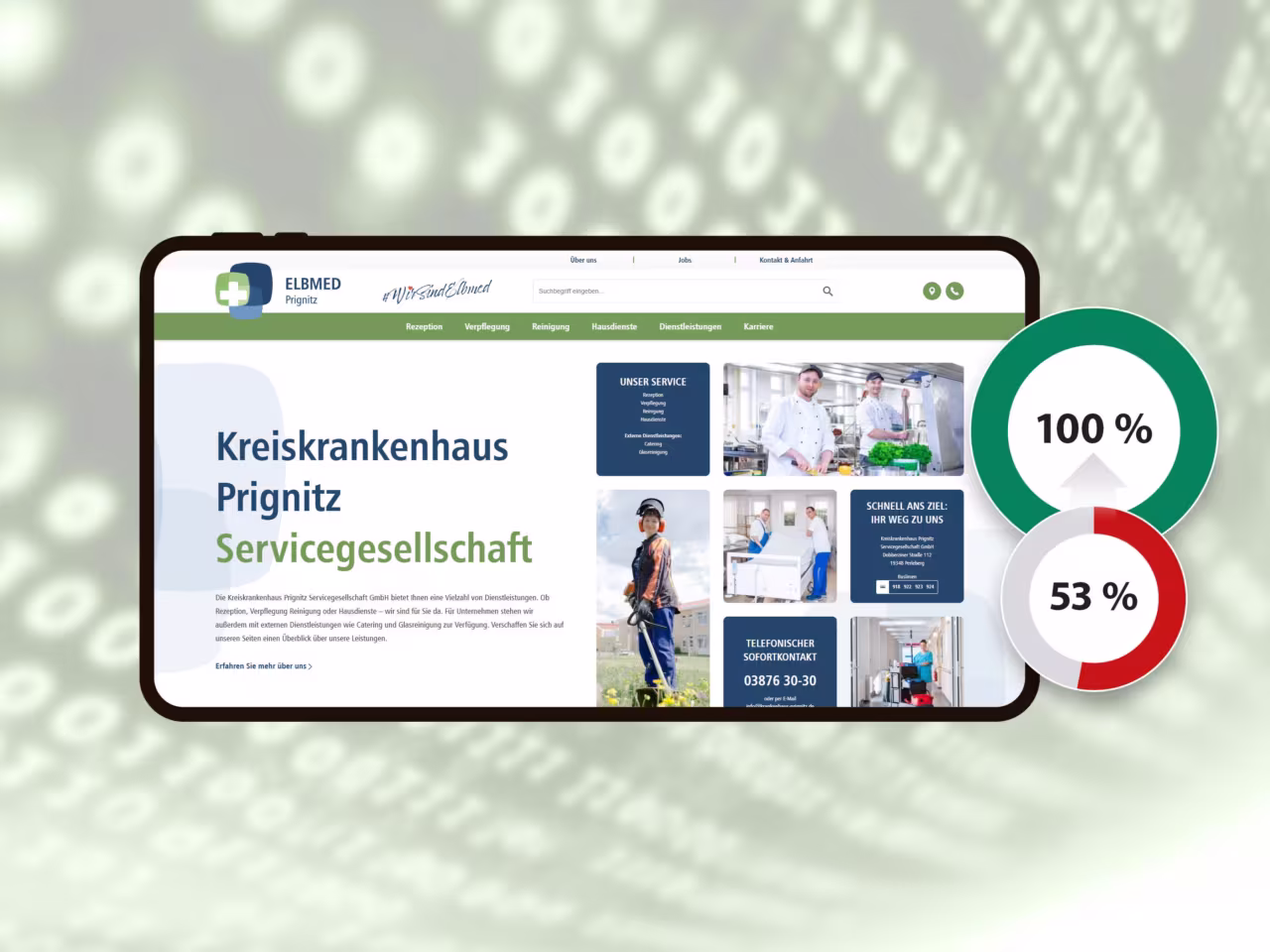 Die Barrierefreiheit der Webseiten des Elbmed Servicegesellschaft wurde auf 100 % gebracht.