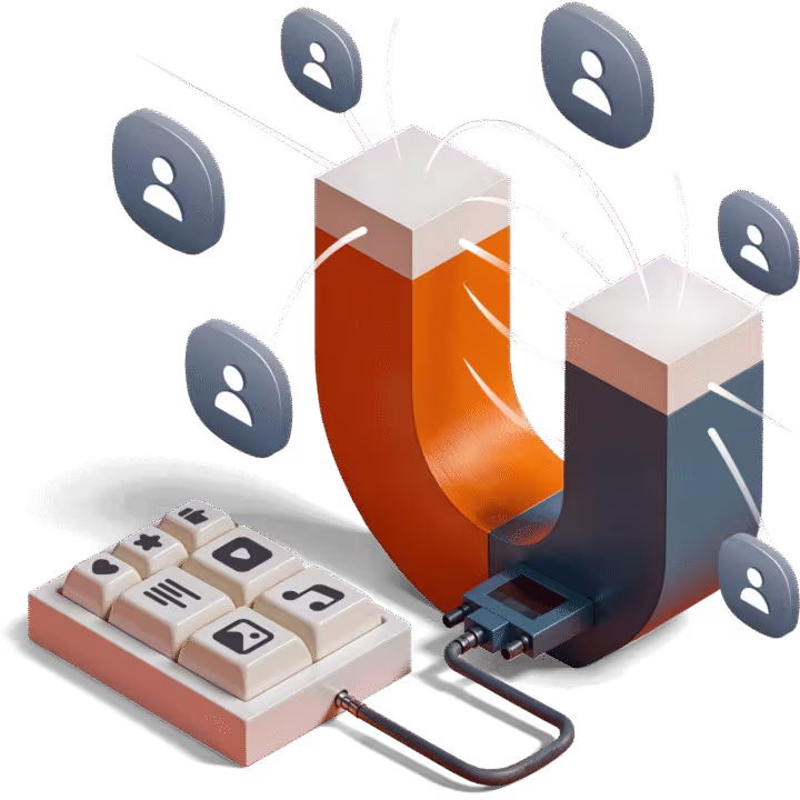 Content Marketing Magnet zieht Kunden an - Content Marketing Agentur Strategie Visualisierung