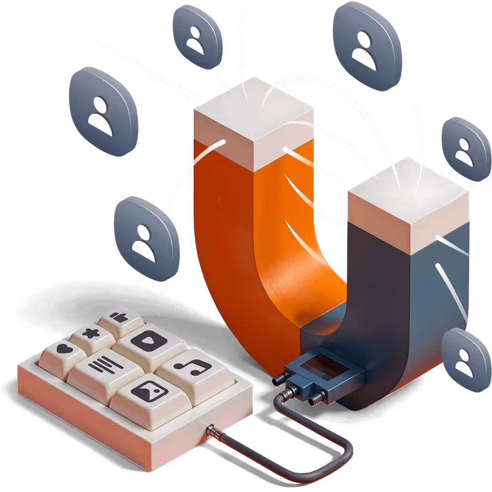 Content Marketing Magnet zieht Kunden an - Content Marketing Agentur Strategie Visualisierung