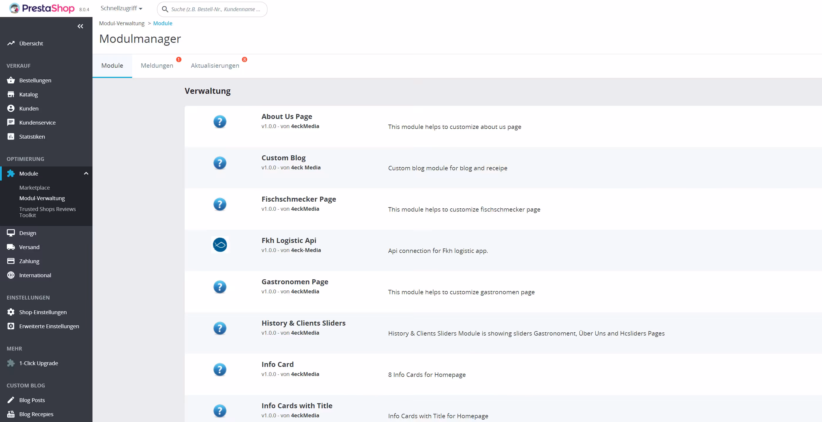 Module development for Prestashop