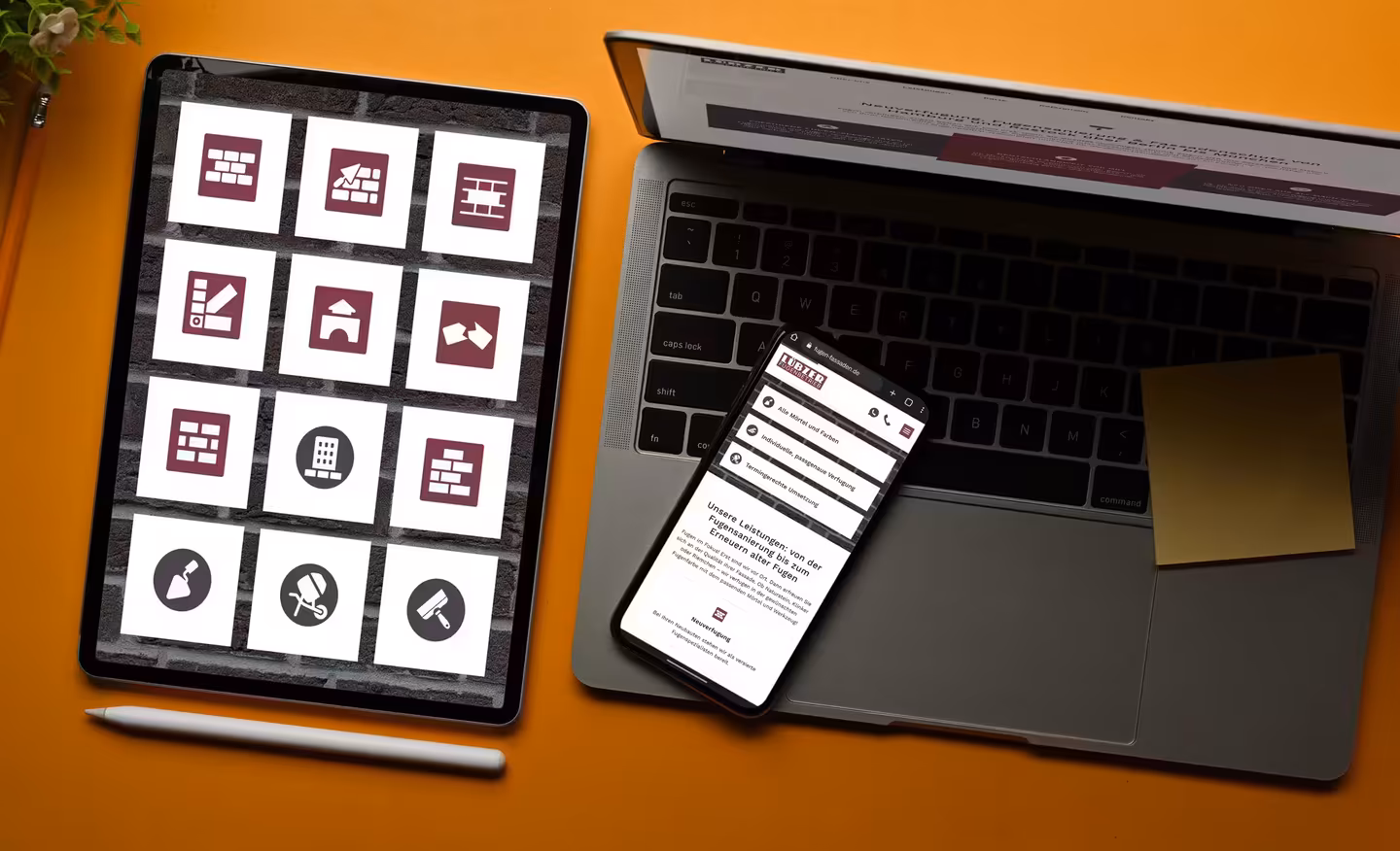 Icons für Baugewerbe, Fugenfirma, Maurer