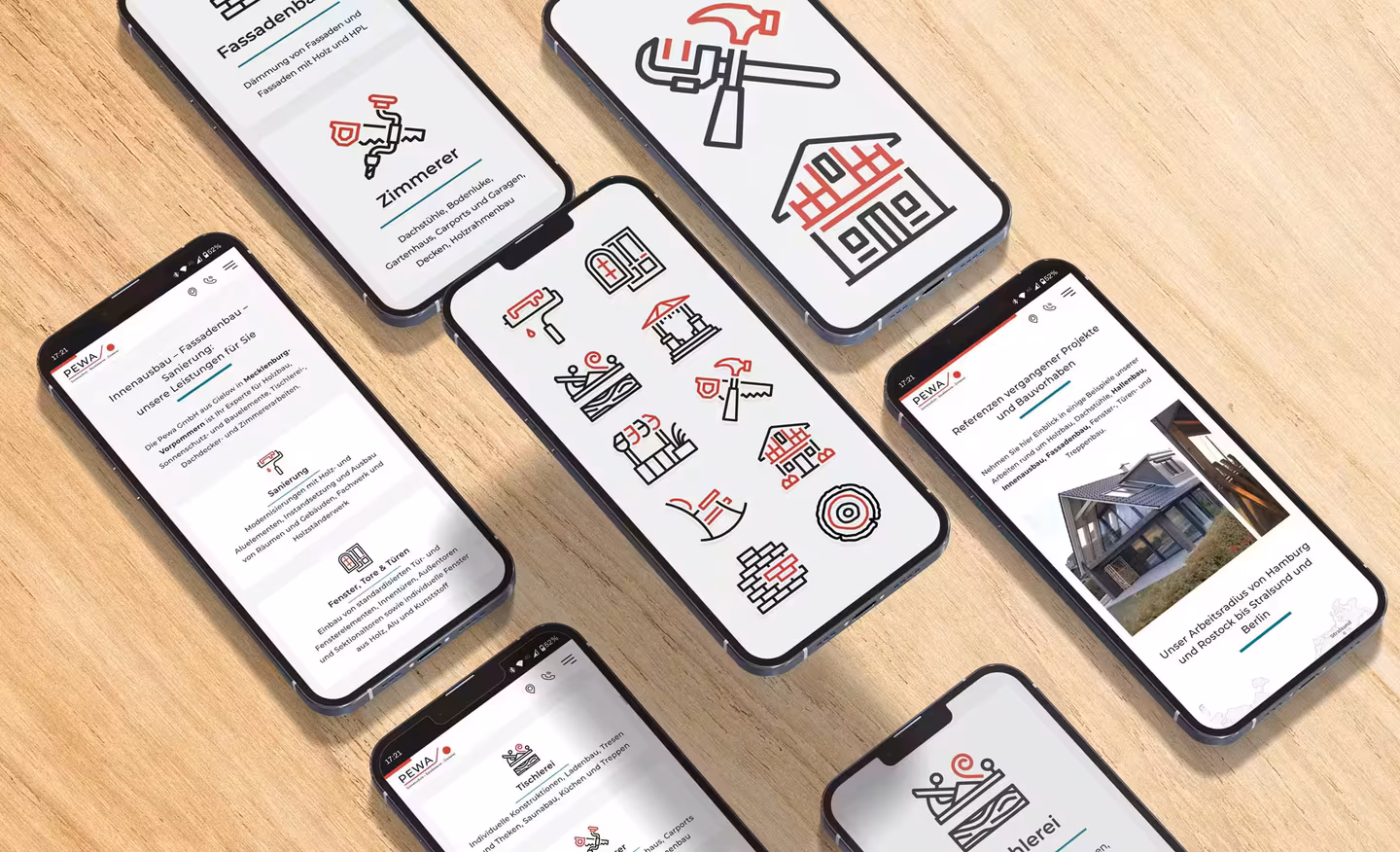 Icons für Handwerk, Zimmerer, Tischler