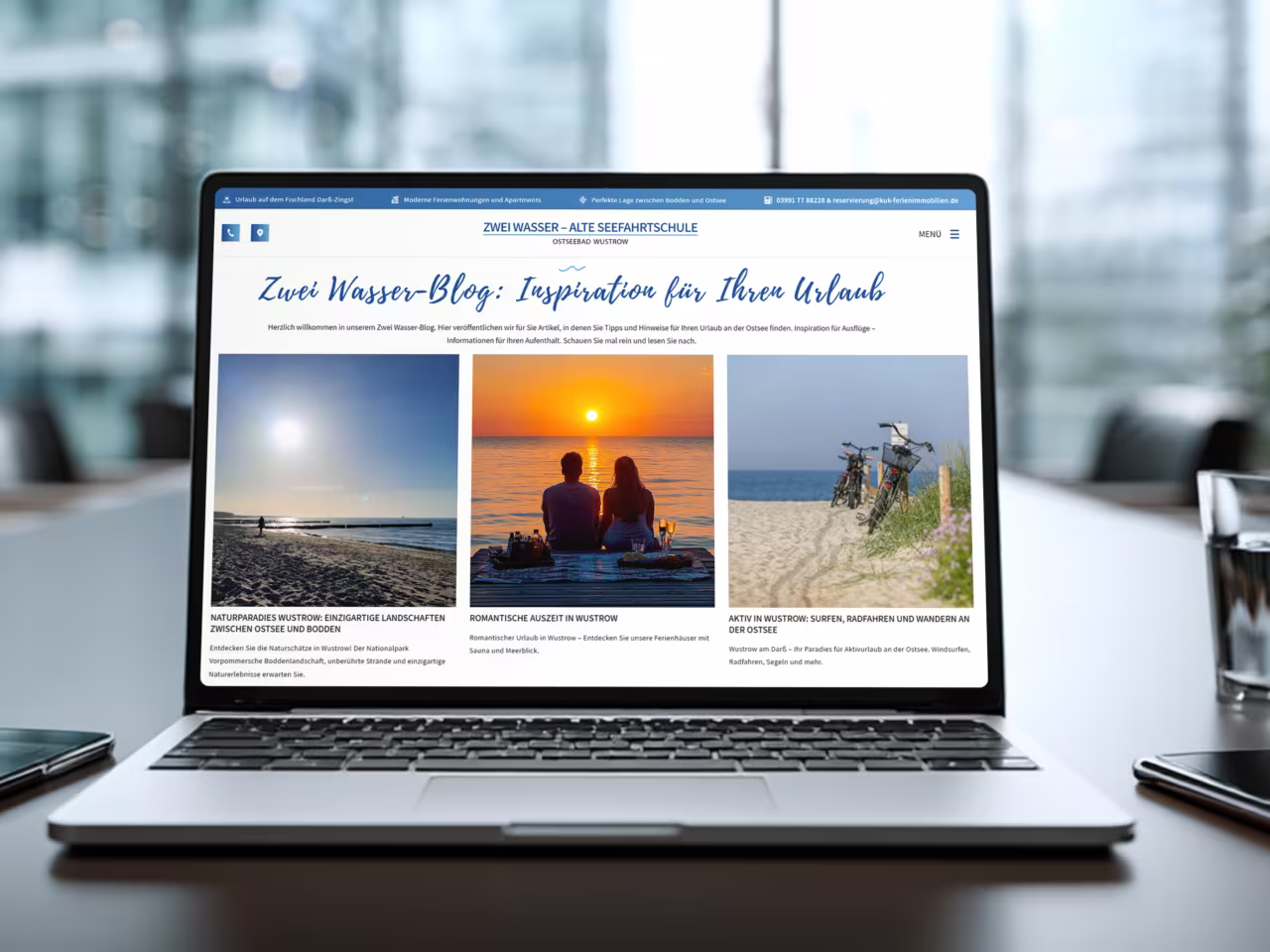 KuK-Ferienwohnungen Zwei Wasser-Blog: Content-SEO optimierte Artikel über Wustrow und Ostsee-Urlaub für regionale SEO-Dominanz