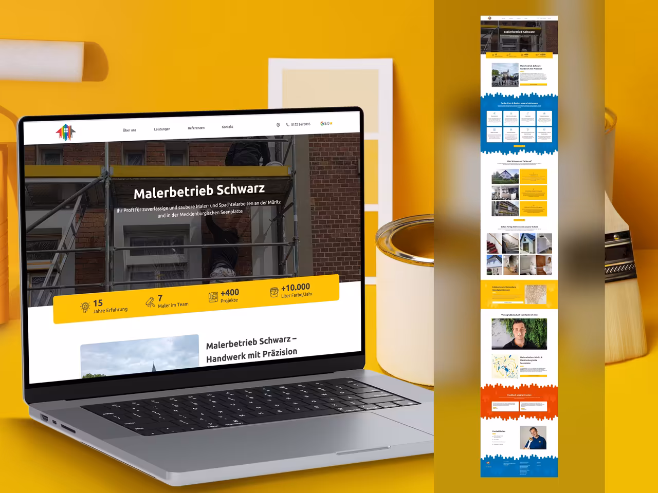 Landing Page Handwerksbetrieb Malerbetrieb Schwarz – professionelle Website für Maler und Bodenleger mit regionalem SEO für Mecklenburgische Seenplatte