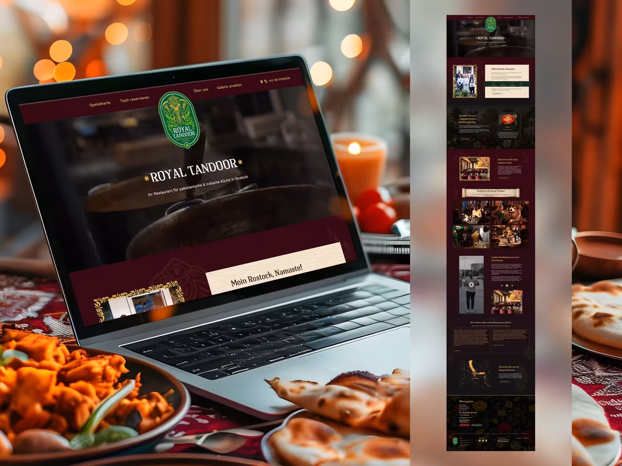 Landing Page Restaurant Royal Tandoor – conversion-optimierte Website für indische und pakistanische Küche mit emotionalem Storytelling und Fine Dining Atmosphäre