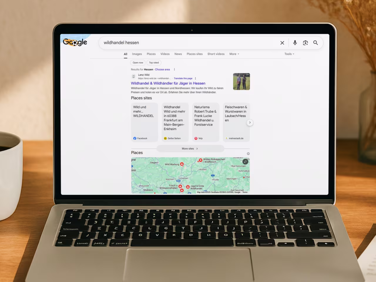 Local SEO Ergebnisse - Google Suchergebnisse für Wildhandel Hessen mit Lenz Wild auf Platz 1