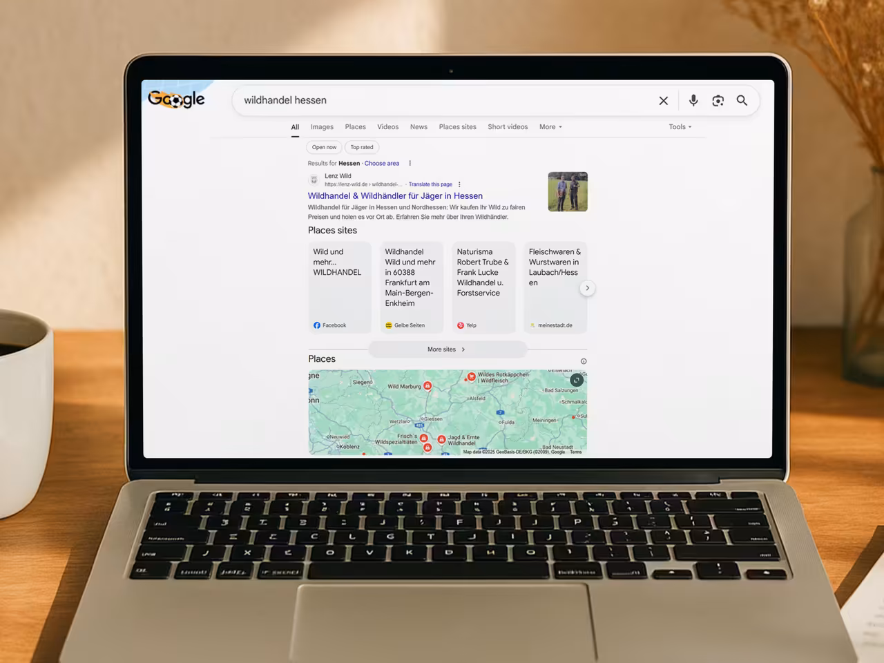 Local SEO Ergebnisse - Google Suchergebnisse für Wildhandel Hessen mit Lenz Wild auf Platz 1