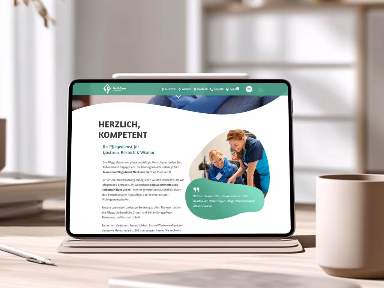 SEO Agentur Schwerin - MeckCura Pflegedienst Website-Optimierung durch 4eck Media