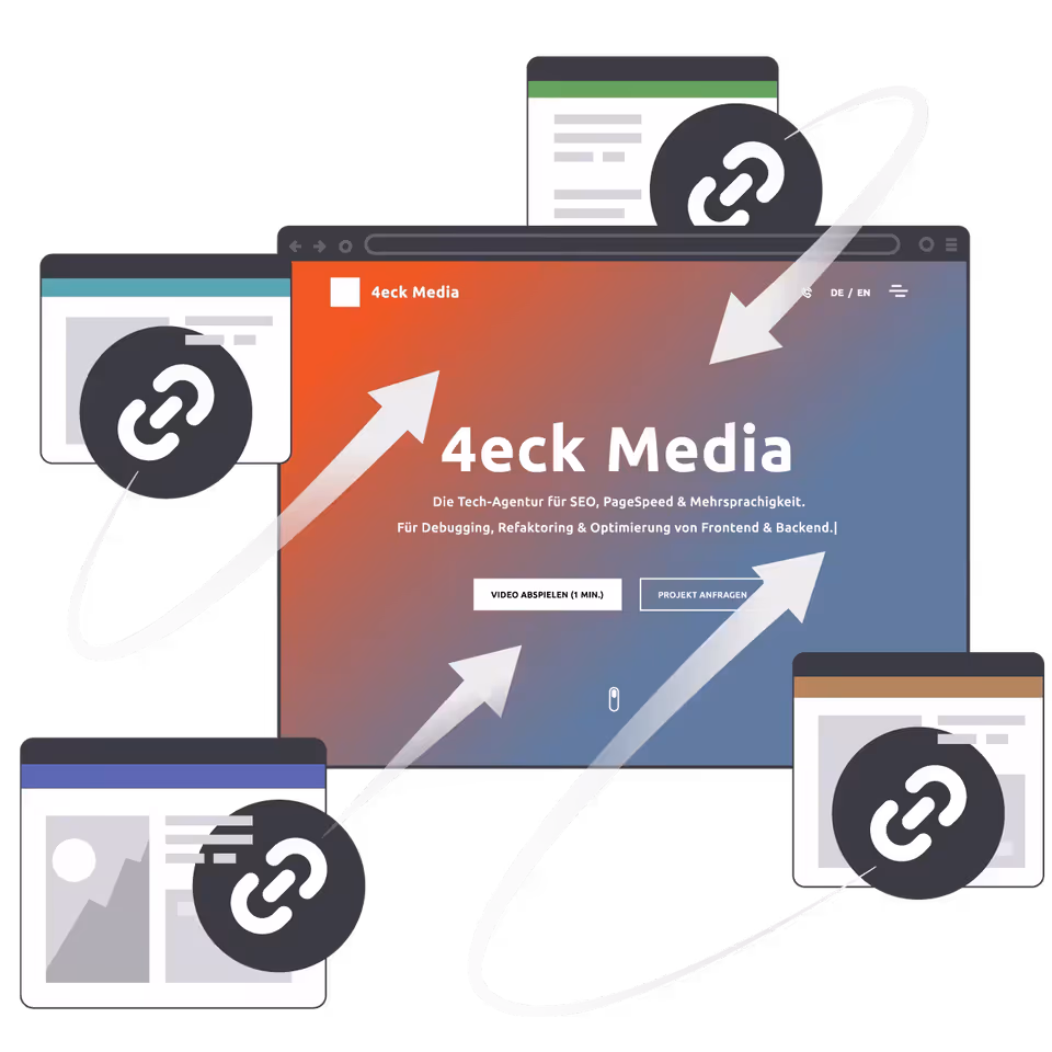 SEO Offpage Optimierung Konzept - Backlinks und externe Signale für bessere Website-Autorität