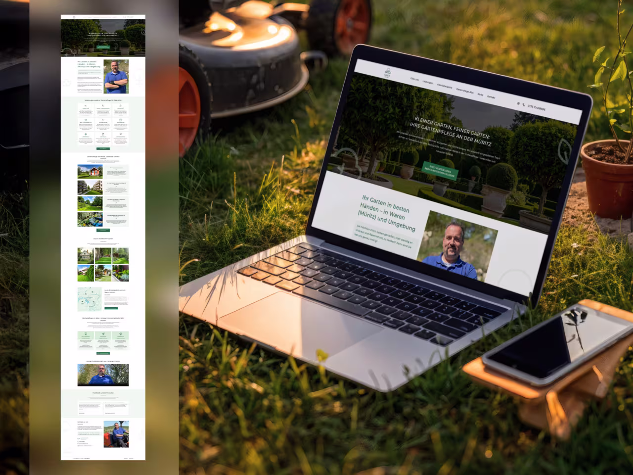 Beispiel für eine Onepager-Website im Bereich Gartenbau