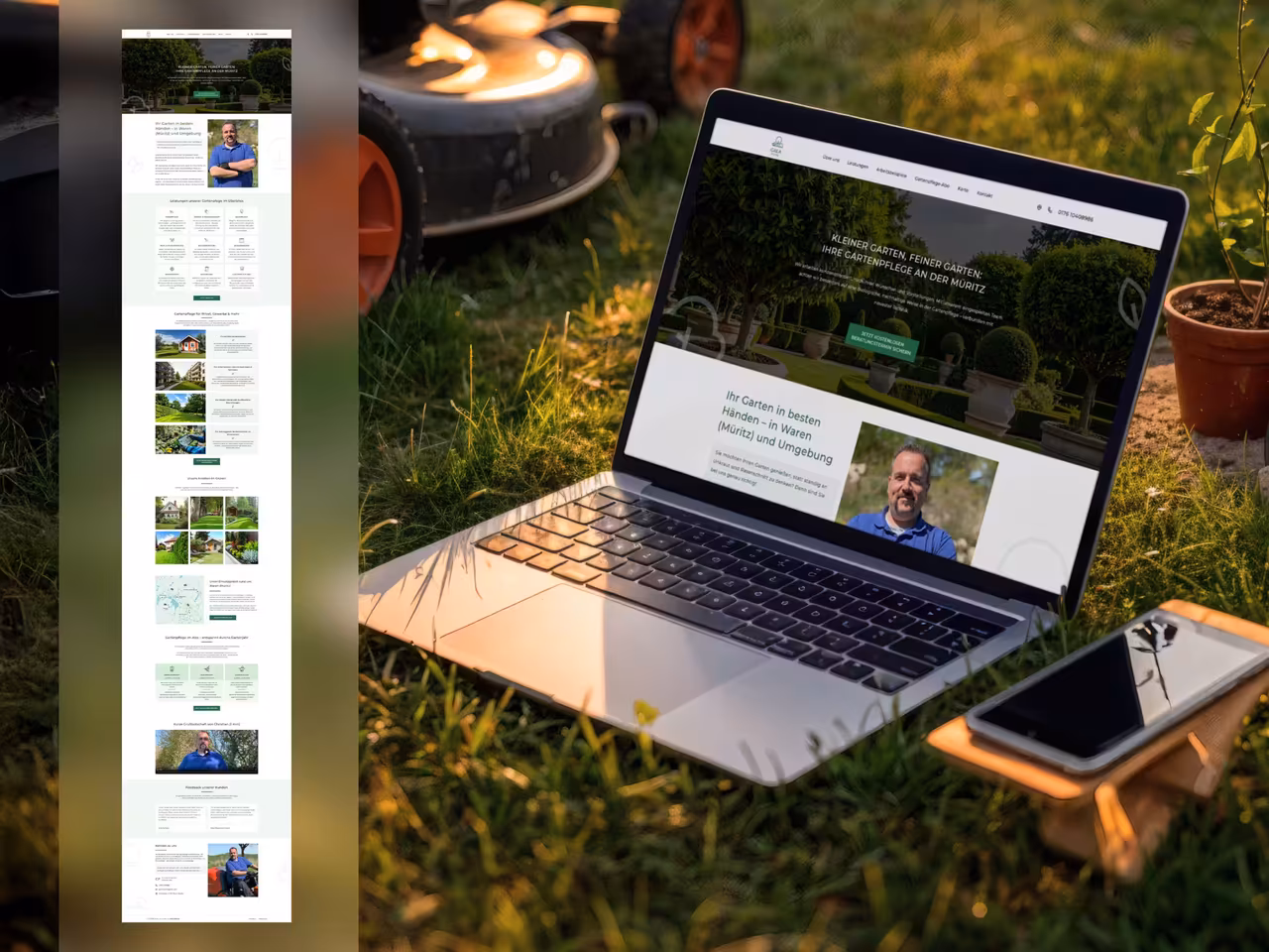 Beispiel für eine Onepager-Website im Bereich Gartenbau