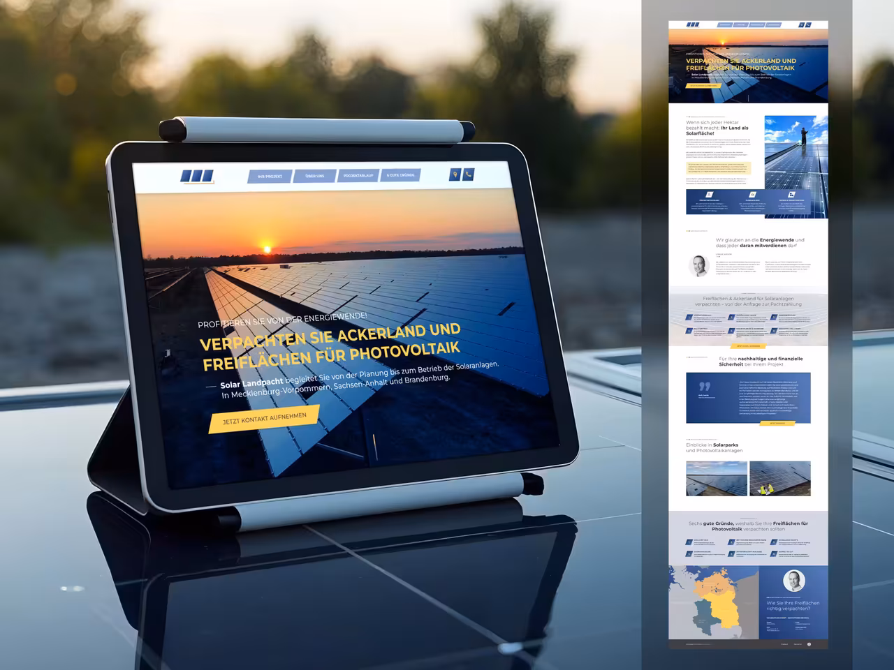 Beispiel für eine Onepager-Website im Bereich Solarenergie