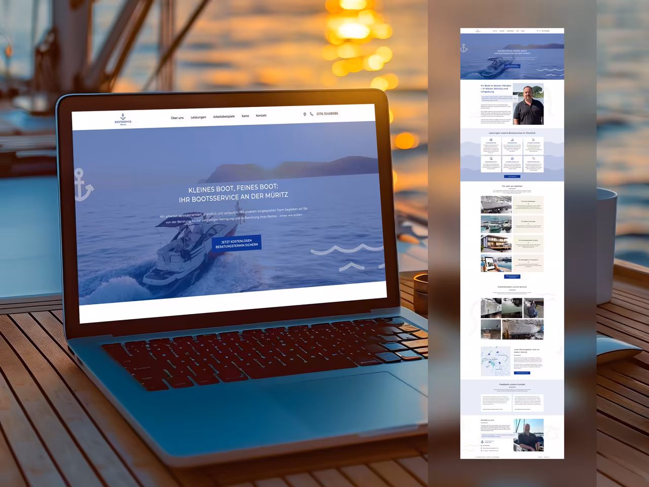 Landing Page Beispiel Bootsservice Müritz – conversion-optimierte Website für maritime Dienstleistungen mit klarer Nutzerführung und regionalem SEO