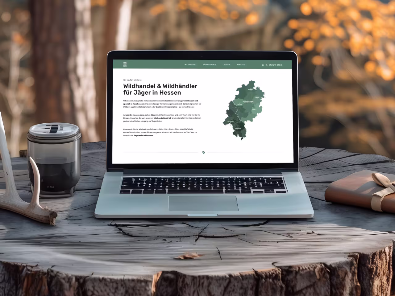 Regionale Landingpage erstellen lassen: Wildhandel-Seite für Jäger in Hessen mit interaktiver Karte, regionalem SEO und zielgruppenspezifischer Ansprache von lenz-wild.de