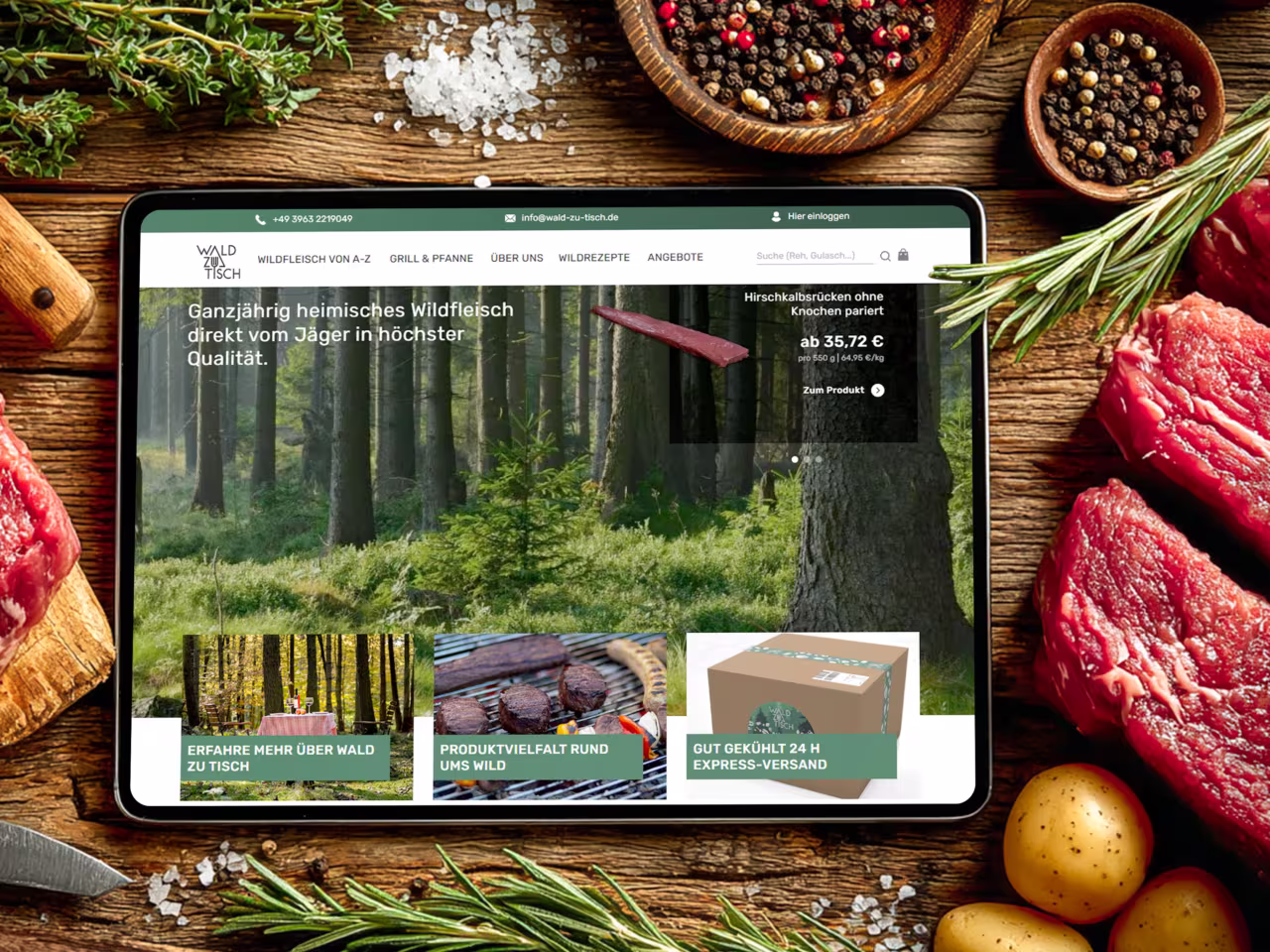 Wald-zu-Tisch.de Online Shop für Wildfleisch mit deutschlandweiten SEO Rankings optimiert durch SEO Agentur Mecklenburg-Vorpommern