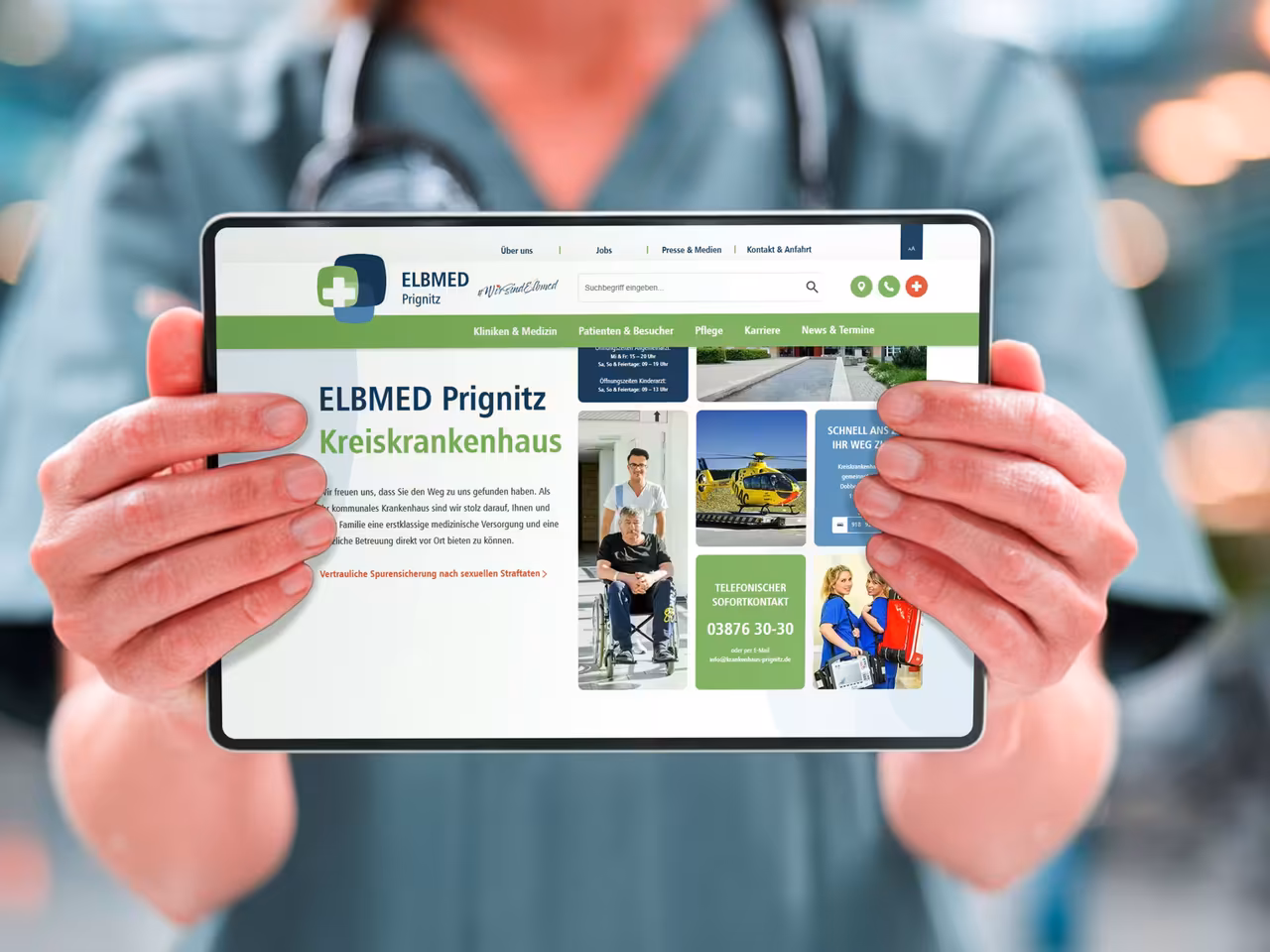 SEO-optimierte Klinikwebsite für das ELBMED Prignitz Kreiskrankenhaus mit Fokus auf Barrierefreiheit
