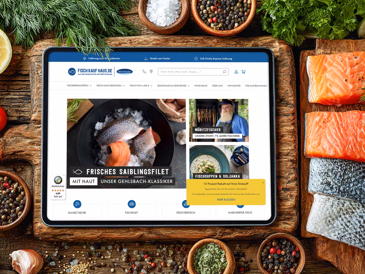SEO Referenz Mecklenburg-Vorpommern - Fischkaufhaus E-Commerce Shop für Müritzfischer mit regionalem SEO