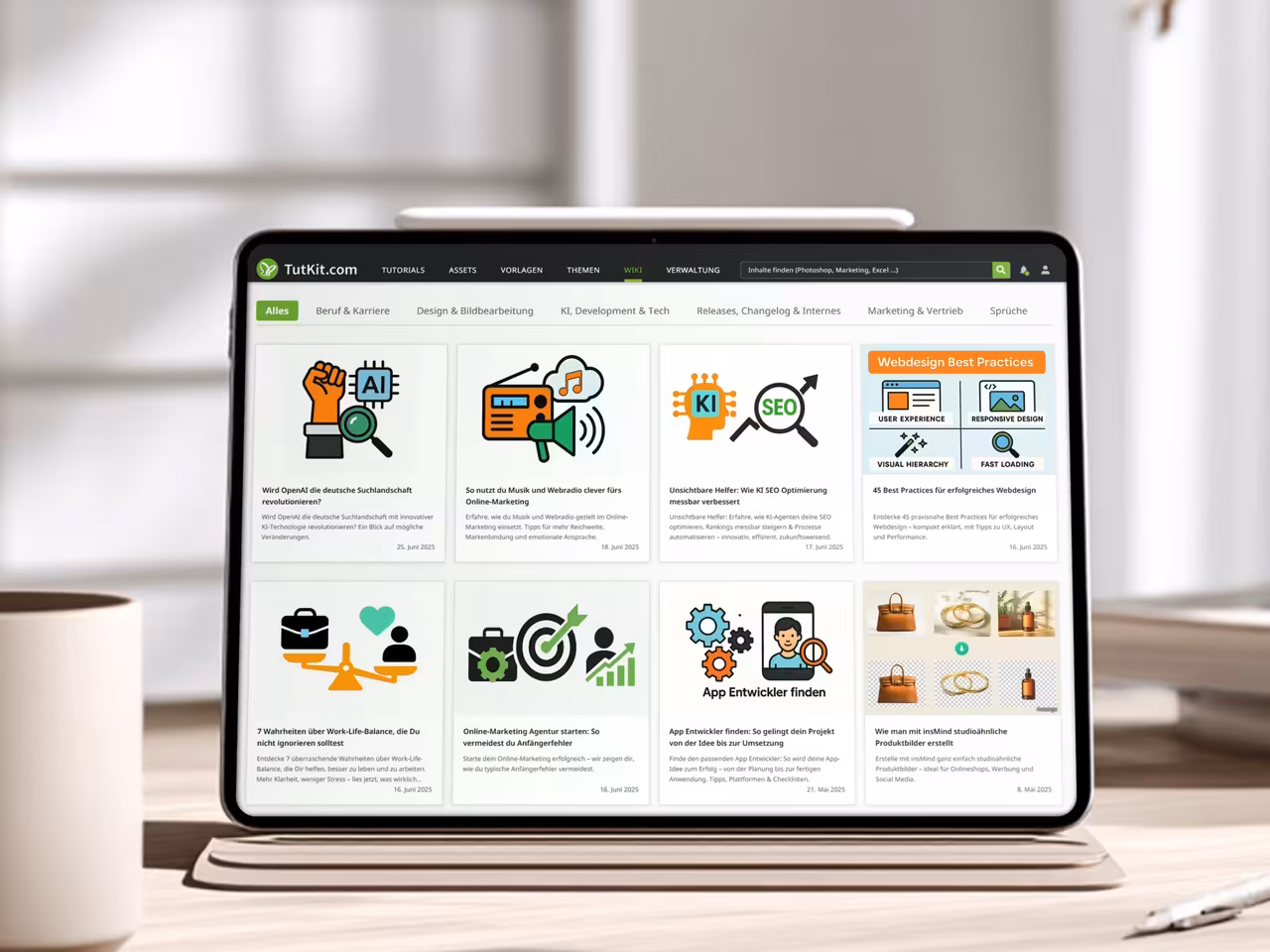 TutKit.com Blog: Content-SEO mit regelmässigen Artikeln und Tutorials - E-Learning Portal mit kontinuierlicher Content-Strategie von 4eck Media