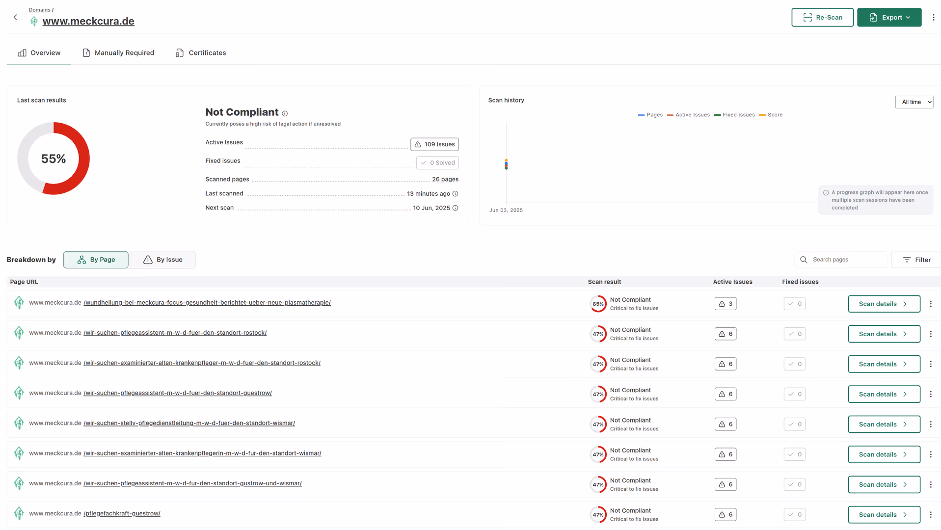 Accessibility: Evaluation of the full scan and issues