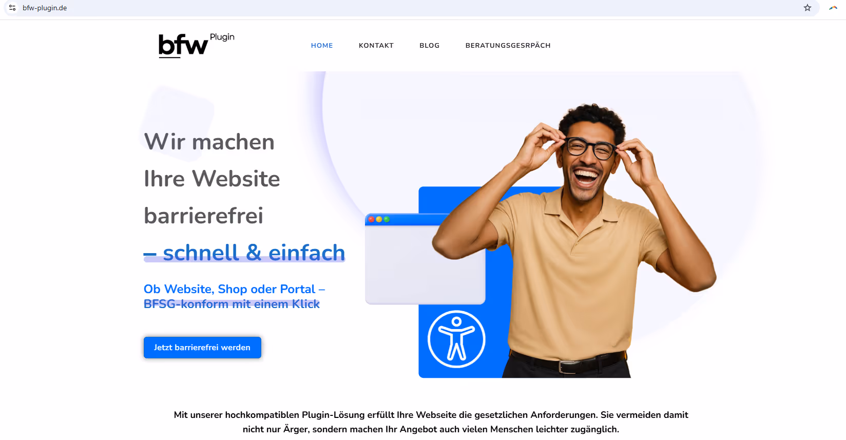 BFW-Plugin - Screenshot der Startseite