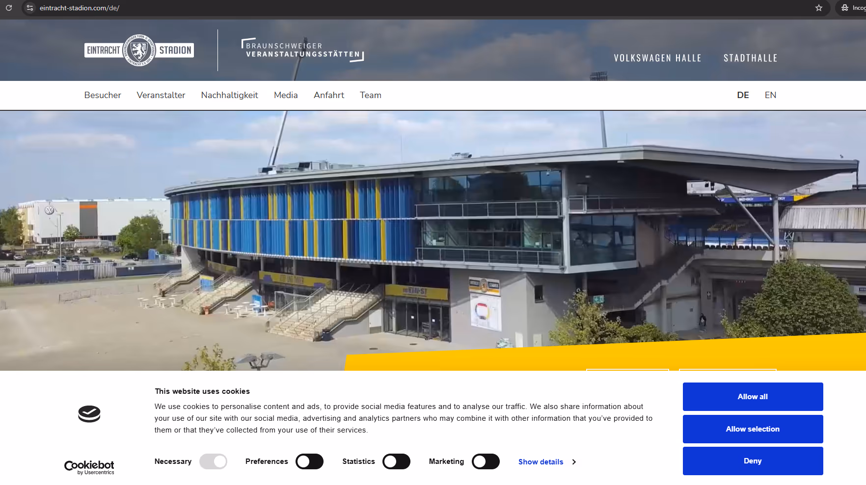 Eintracht-Website mit Barrierefreiheit-Plugin