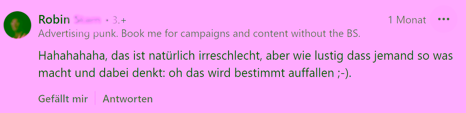 Feedback on LinkedIn