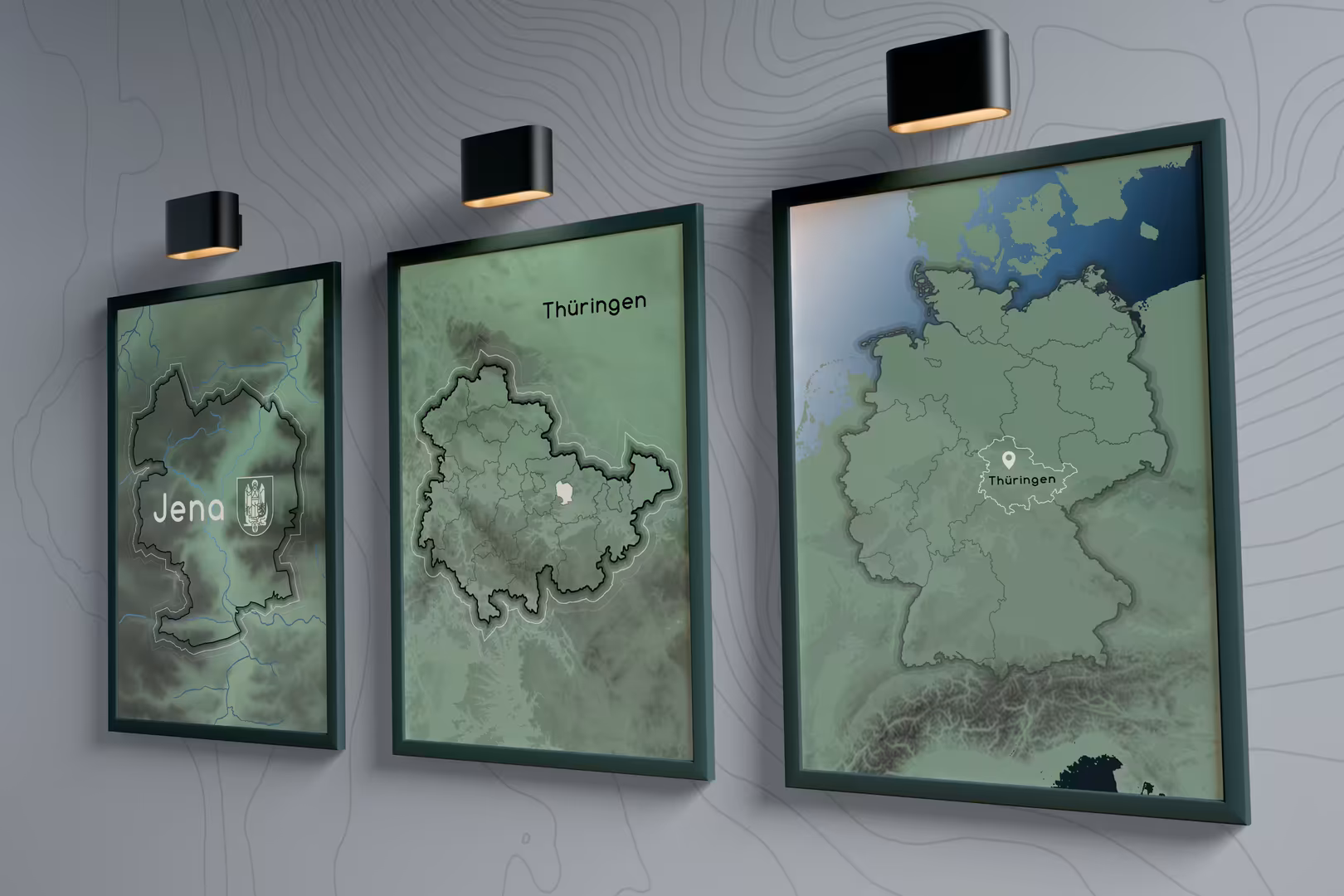 Cartography: modern map designs for square properties