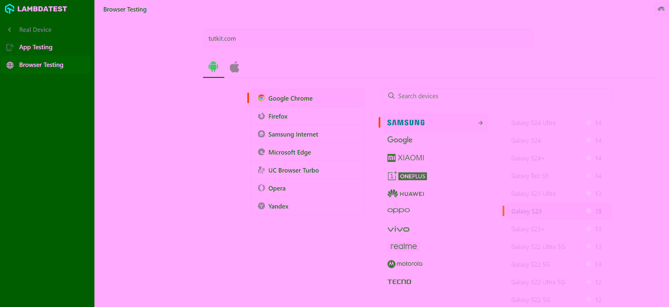 Lambdatest - mobile Tests