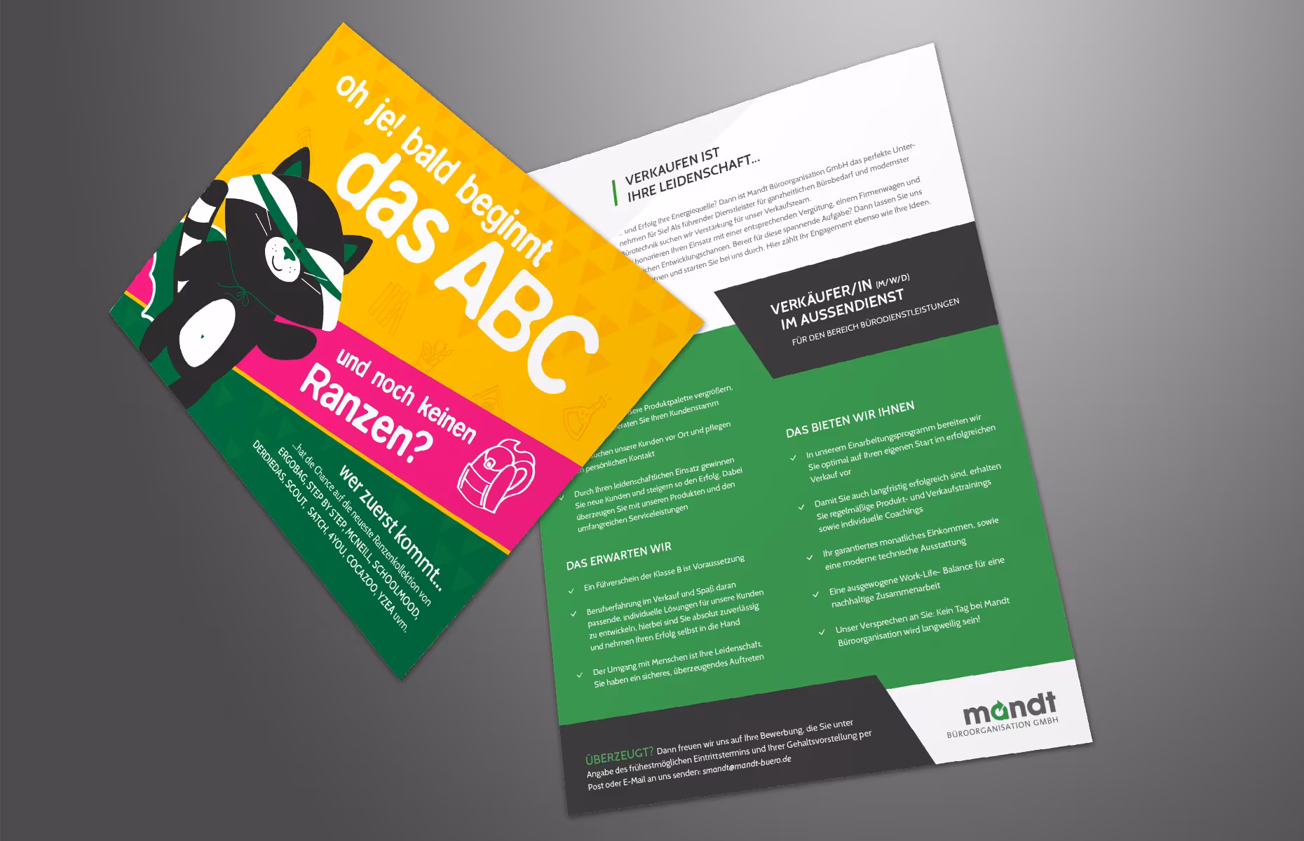 Mandt postcard and job advertisement