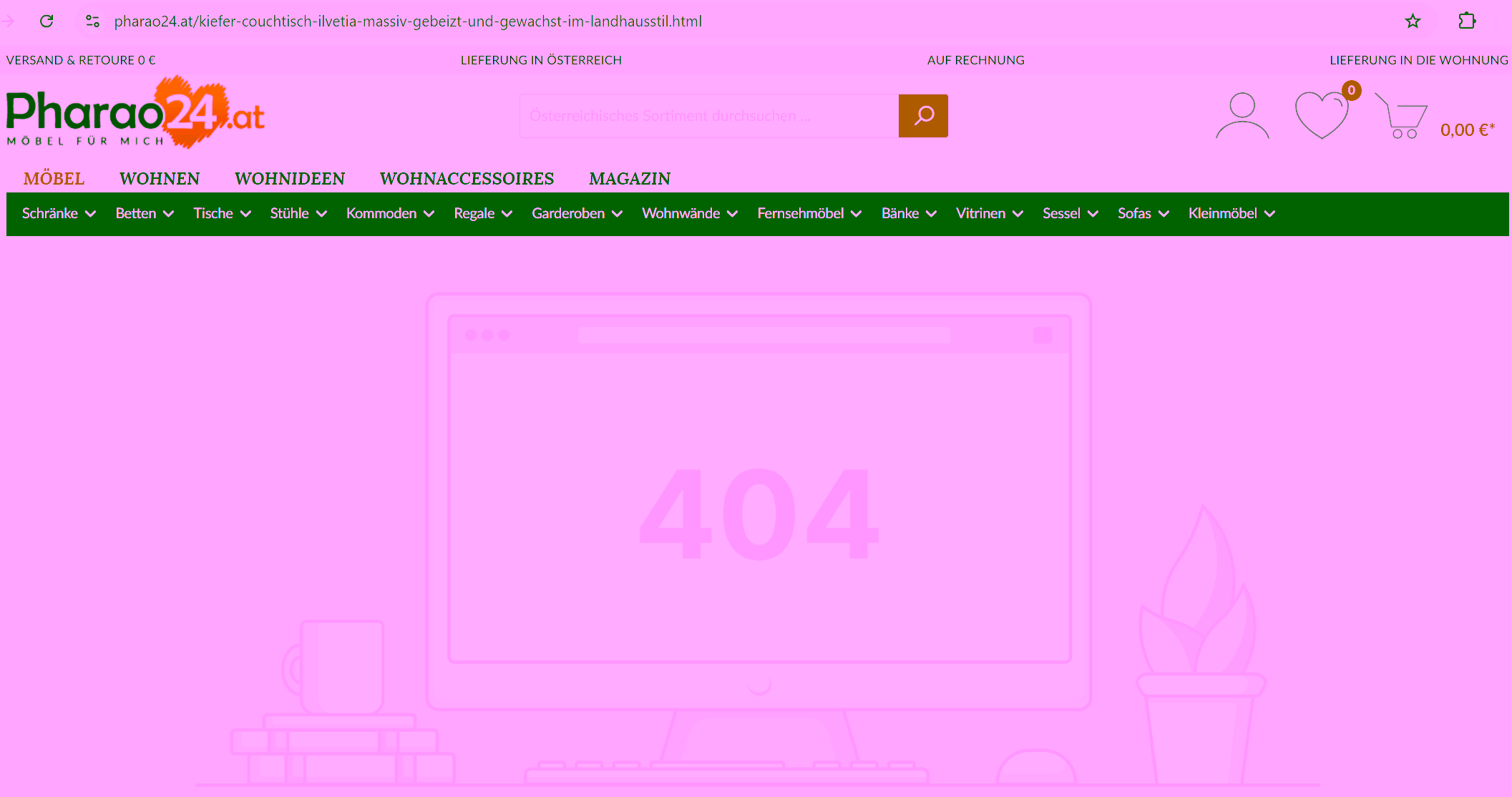 Furniture shop with 404 page