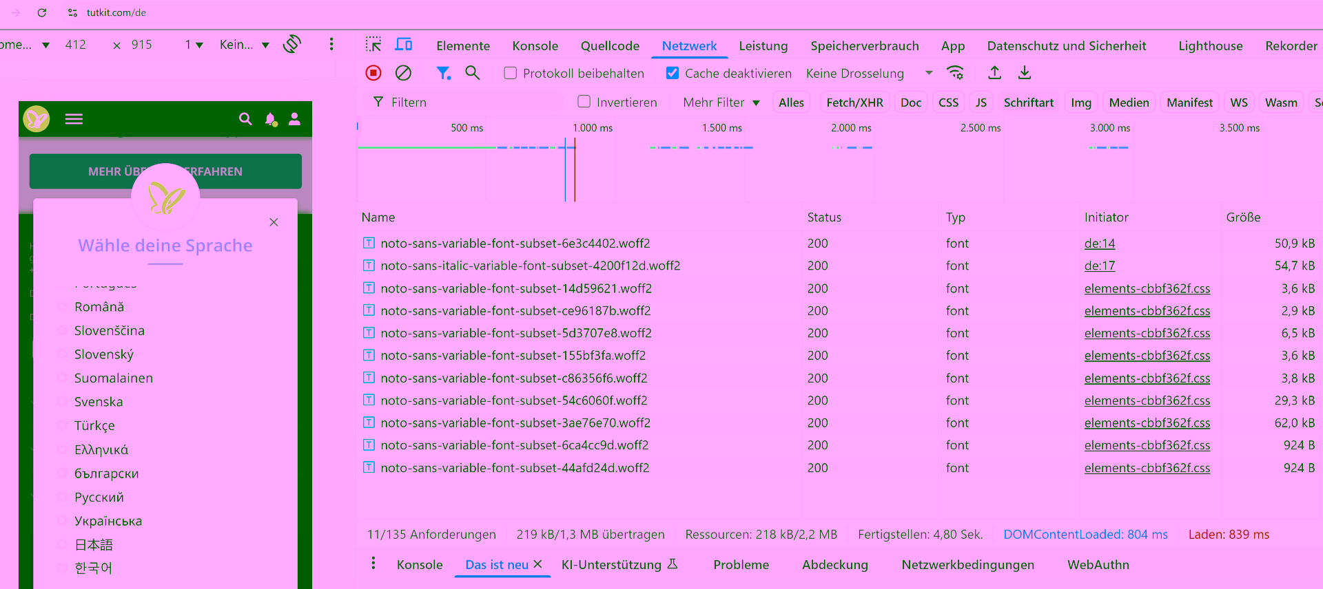 CLS problems with Noto