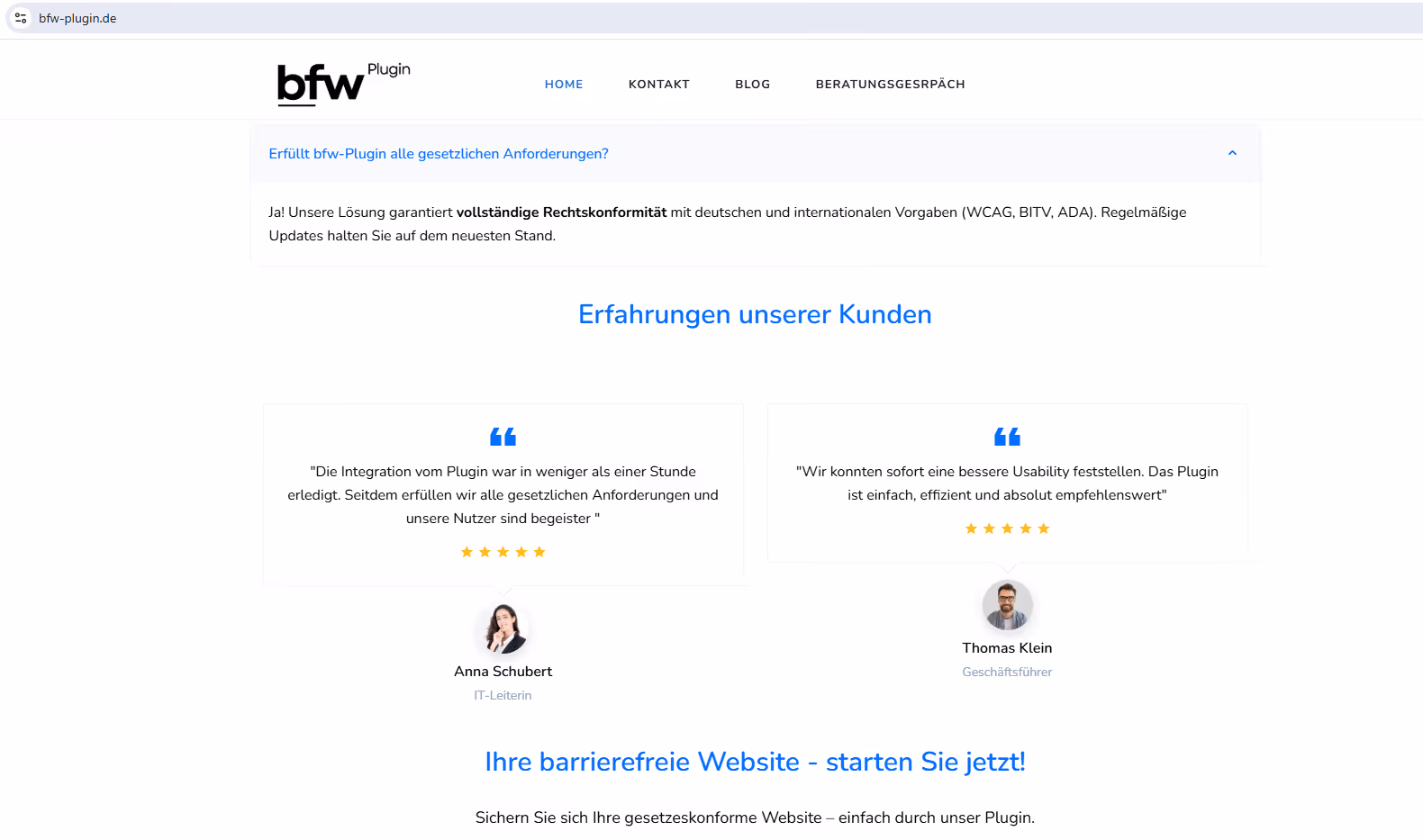 Testimonials vom BFW Plugin