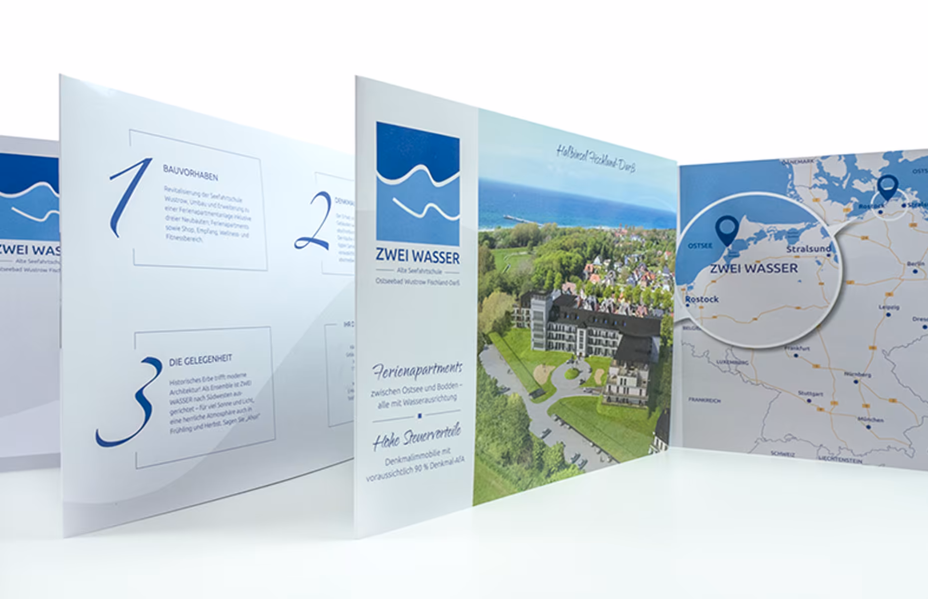 Real Estate Marketing: Cross Folder for Two Water