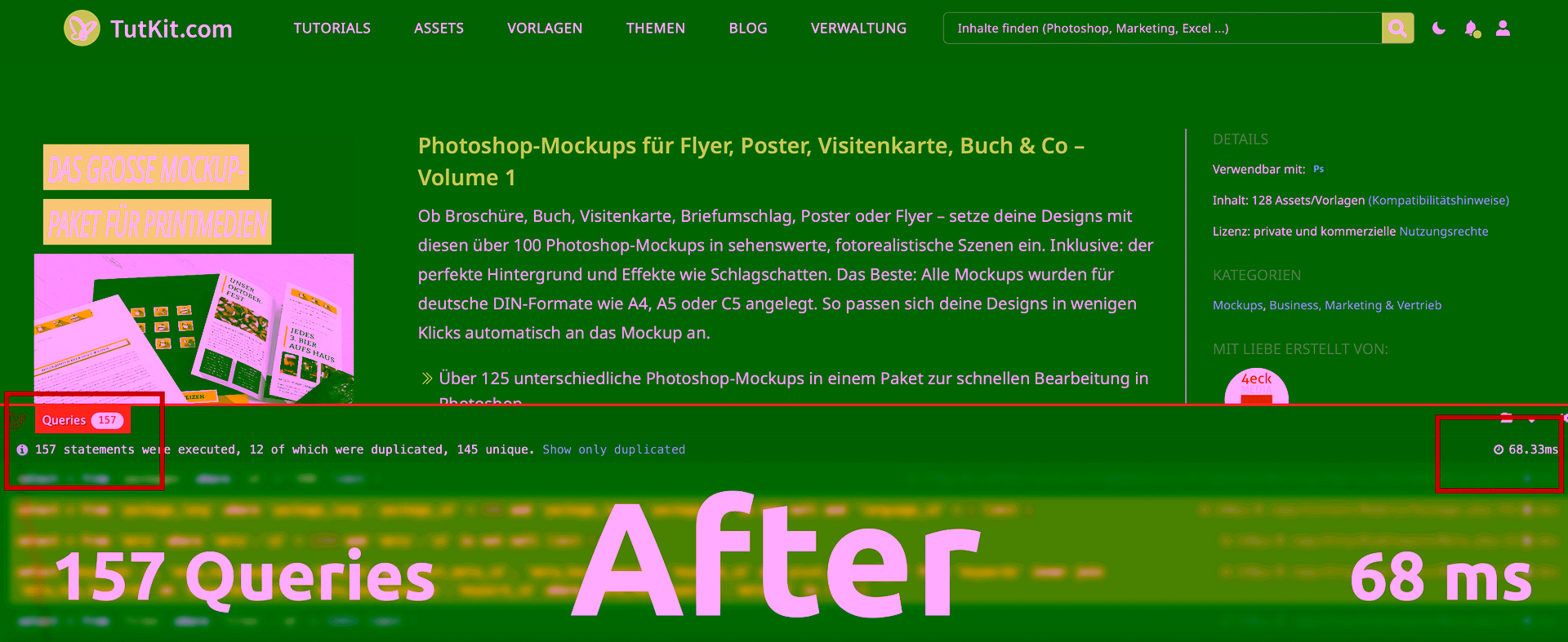 Datenbankoptimierung und Datenbankabfragenreduzierung - das Ergebnis