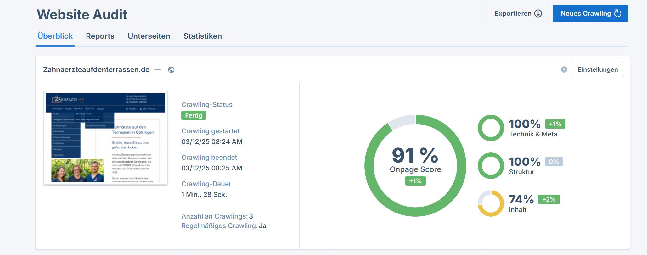 OnPage-Qualität bei 91 von 100