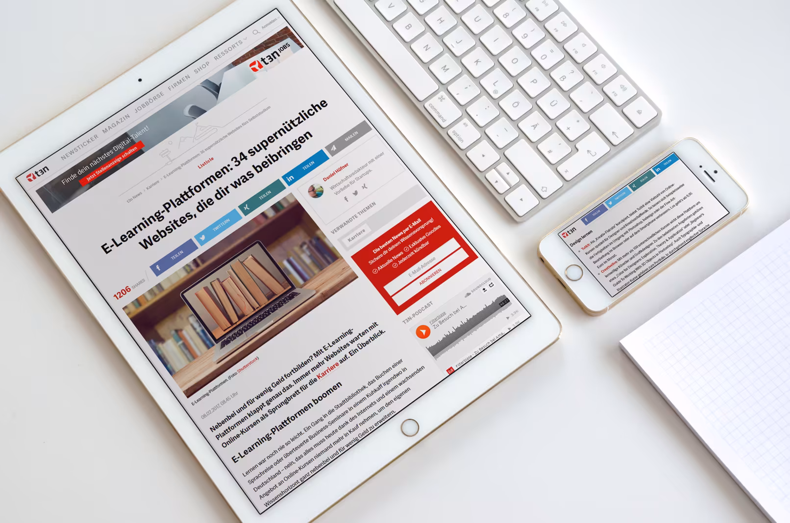 t3n listing of TutKit.com in E-Learning