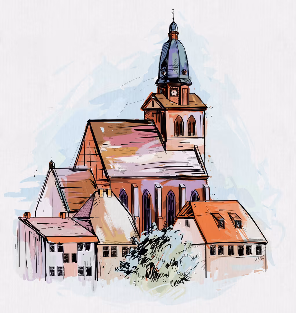 Painting der Kirche in Waren (Müritz)