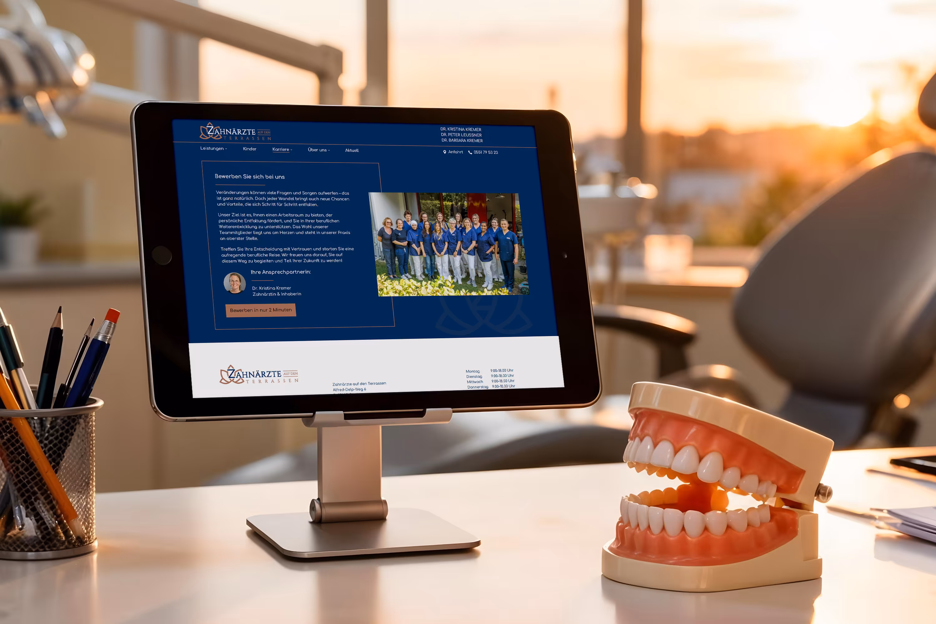 Zahnarzt-Website mit Karrierebereich